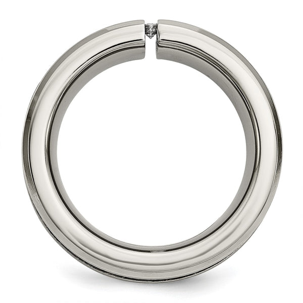 Chisel Titanium 10mm Black IP-Plated Band with 1/20 Carat Diamond Accent