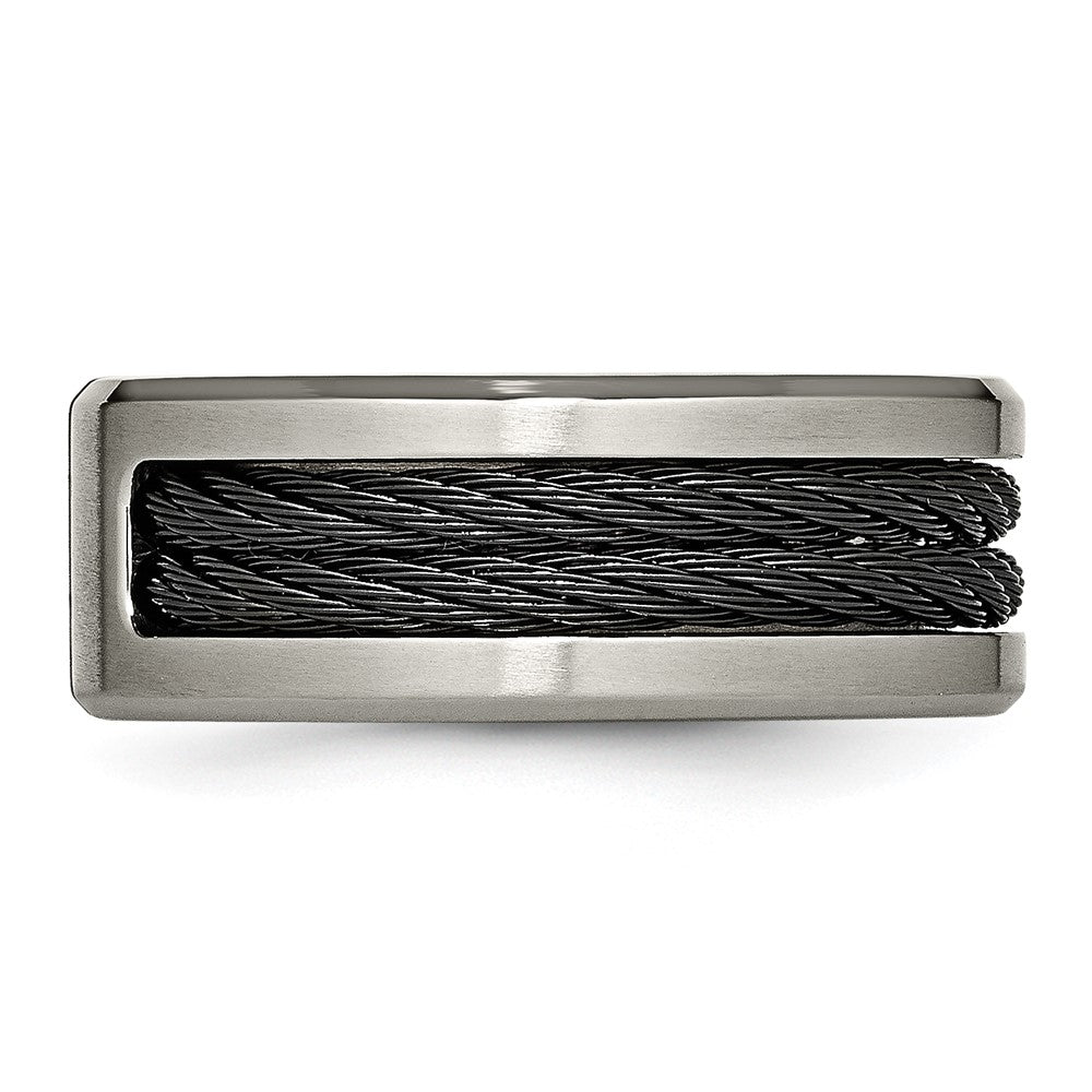 Shop Stylish Chisel Titanium 10mm Band with Diamond Accent & Black IP-Plating