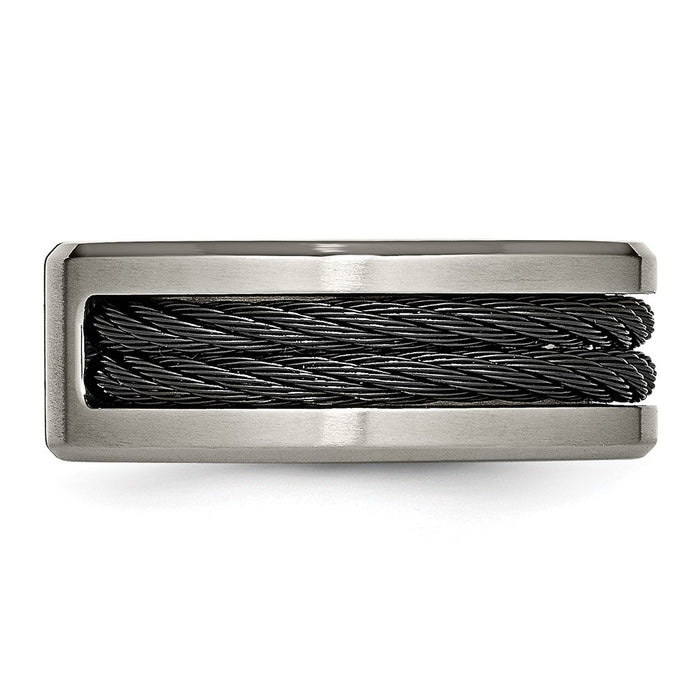 Shop Stylish Chisel Titanium 10mm Band with Diamond Accent & Black IP-Plating-3