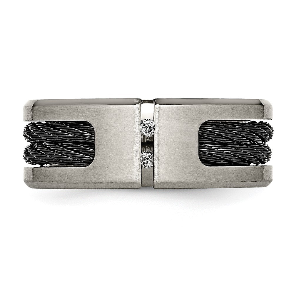 Shop Stylish Chisel Titanium 10mm Band with Diamond Accent & Black IP-Plating