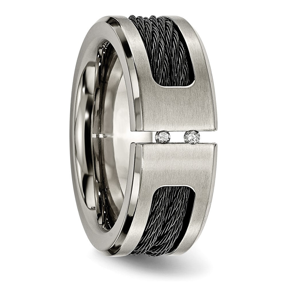 Shop Stylish Chisel Titanium 10mm Band with Diamond Accent & Black IP-Plating