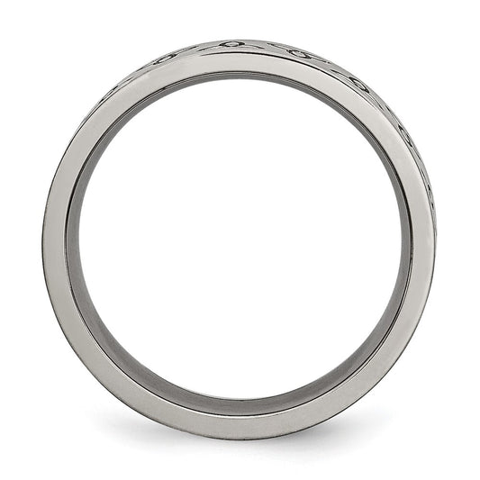 Buy Stylish 6mm Brushed Titanium Flat Band with Trinity Symbol Design