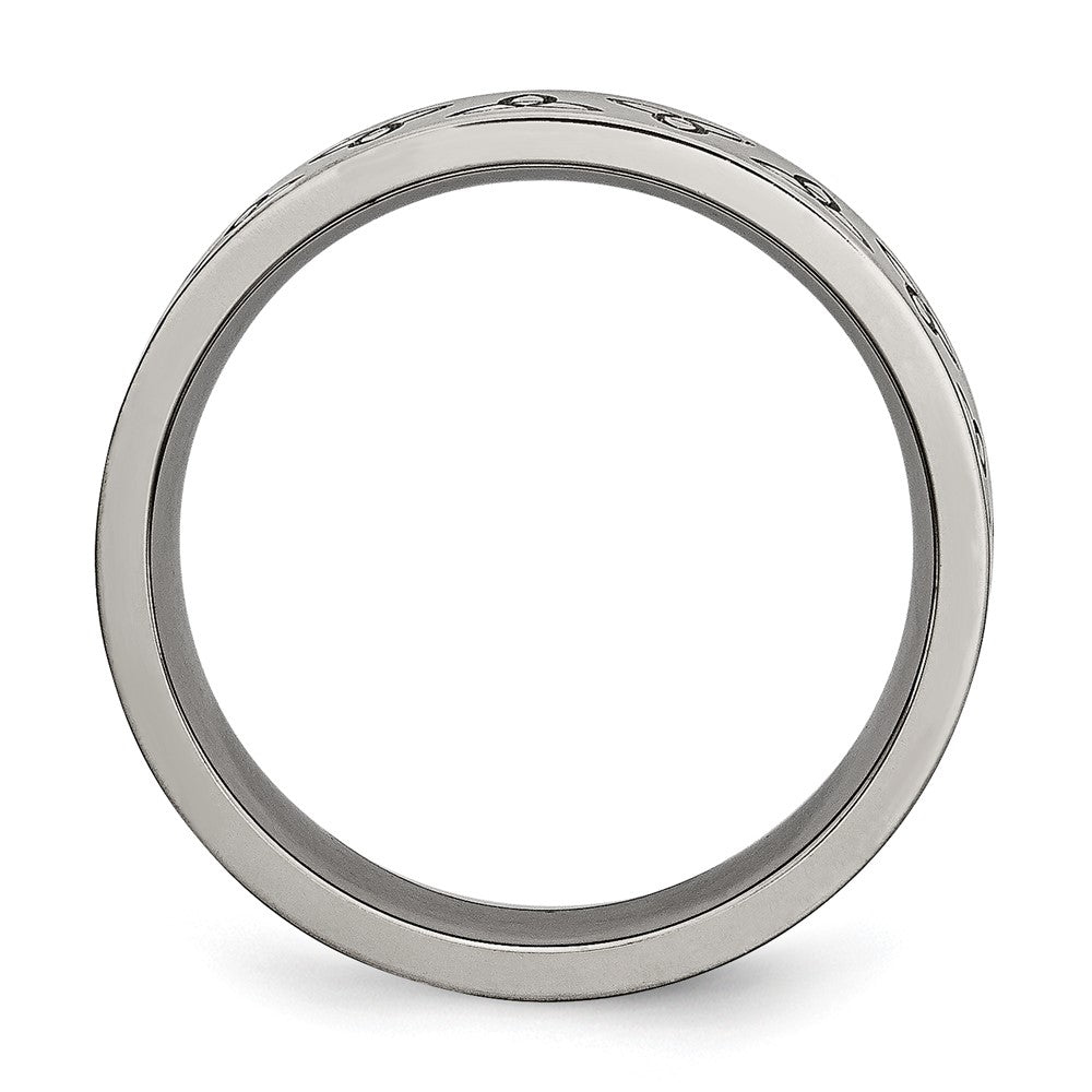 Buy Stylish Brushed Titanium 6mm Flat Band with Trinity Symbol - Luxury Value!