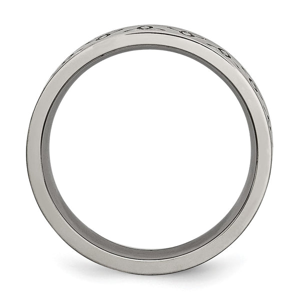 Brushed Titanium 6mm Flat Band with Trinity Symbol
