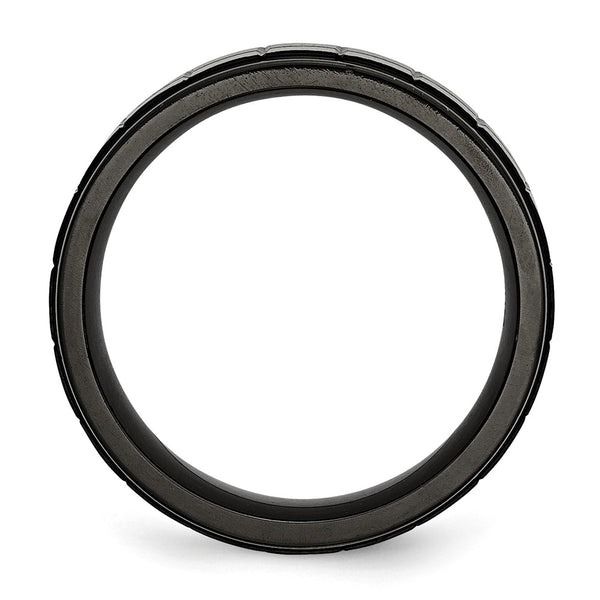 9mm Chisel Titanium Band - Brushed Center Black IP Coating