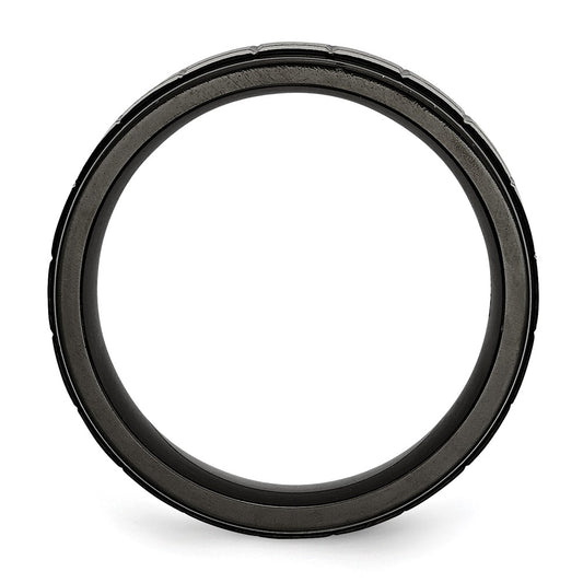 Buy Stylish 9mm Chisel Titanium Band - Brushed Center & Black IP Coating
