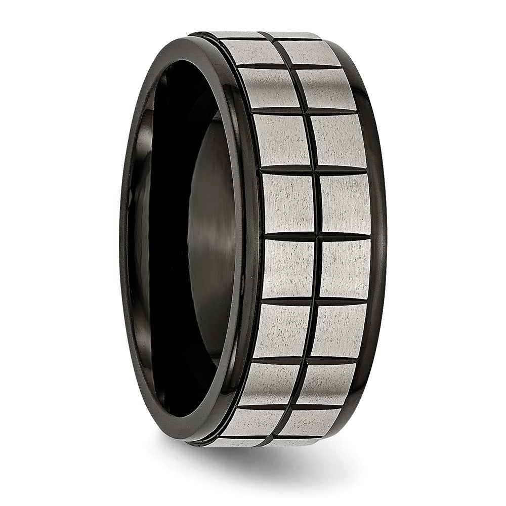 High-Quality 9mm Titanium Band, Brushed Center, Stylish Black IP Plating