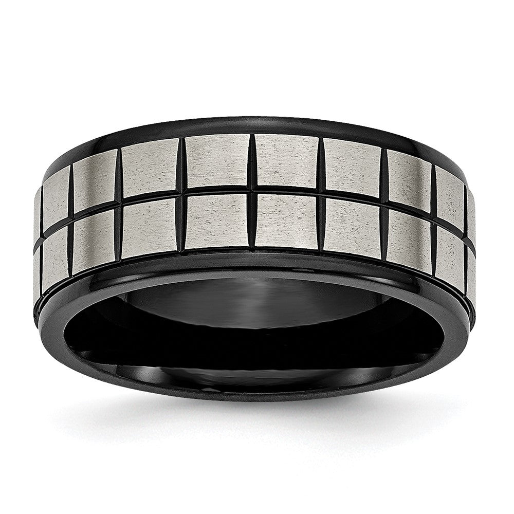 High-Quality 9mm Titanium Band, Brushed Center, Stylish Black IP Plating