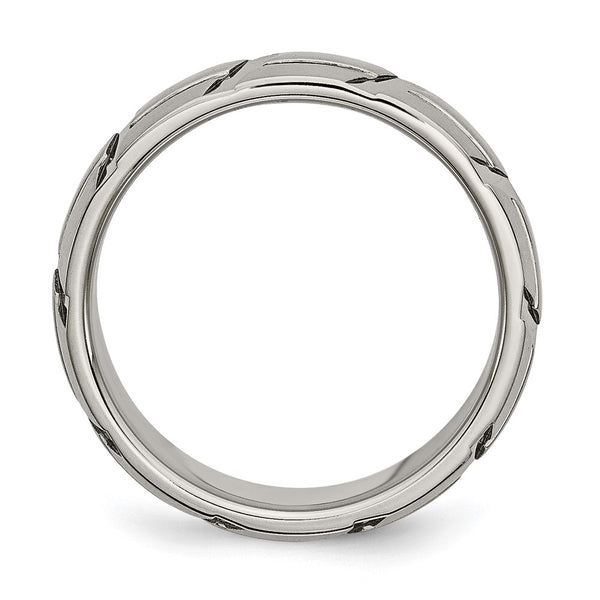 8mm Brushed & Polished Titanium Band Ring