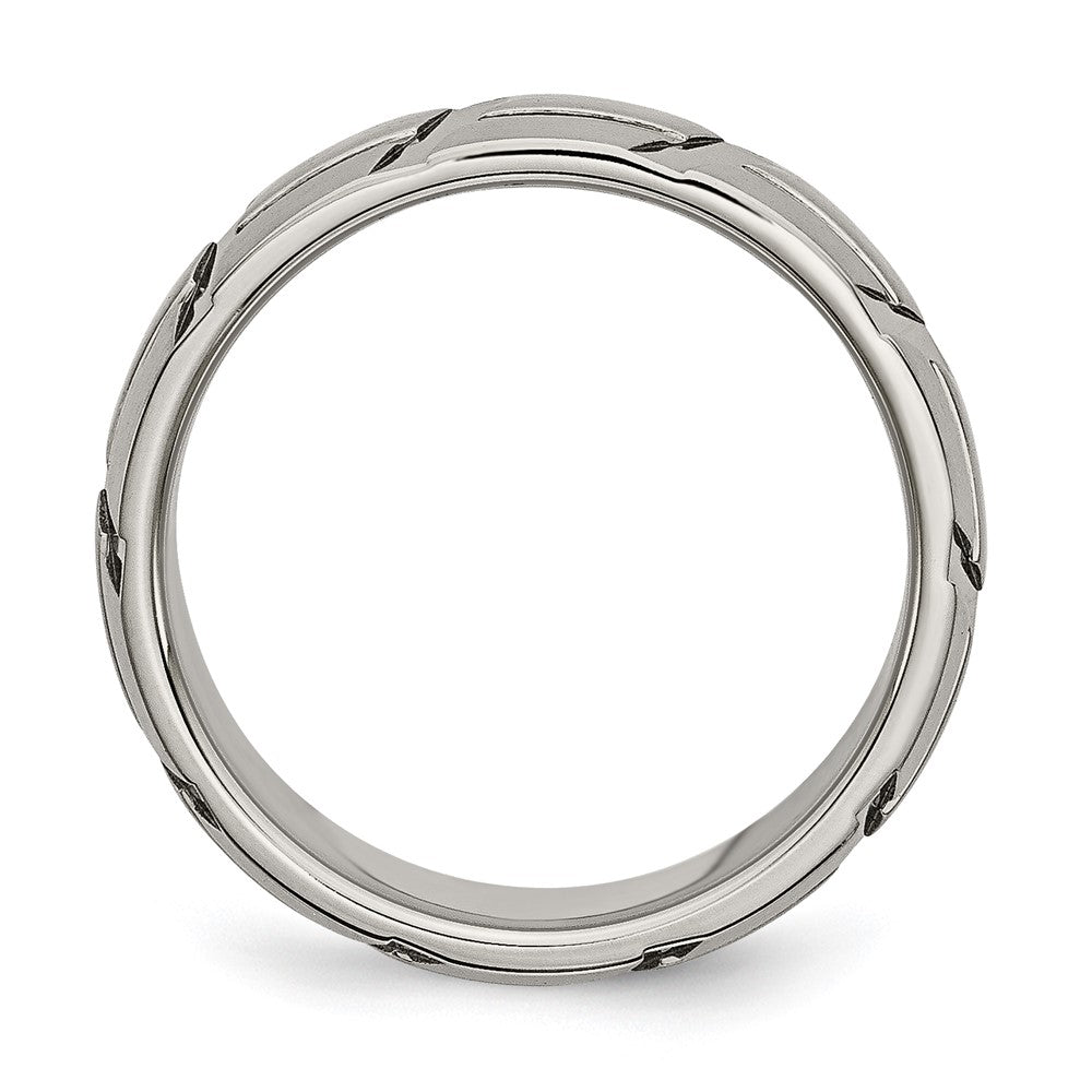 High-quality Chiseled Titanium 8mm Band - Stylish Brushed & Polished Finish