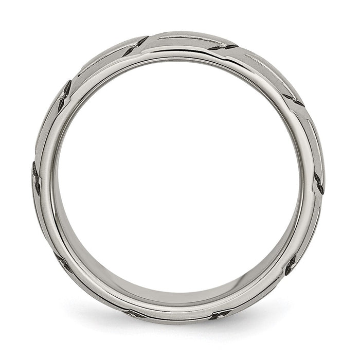 High-quality Chiseled Titanium 8mm Band - Stylish Brushed & Polished Finish-2