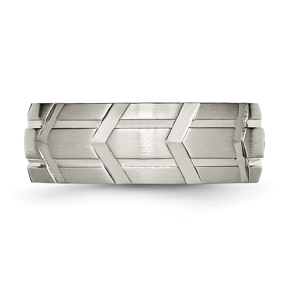 High-quality Chiseled Titanium 8mm Band - Stylish Brushed & Polished Finish