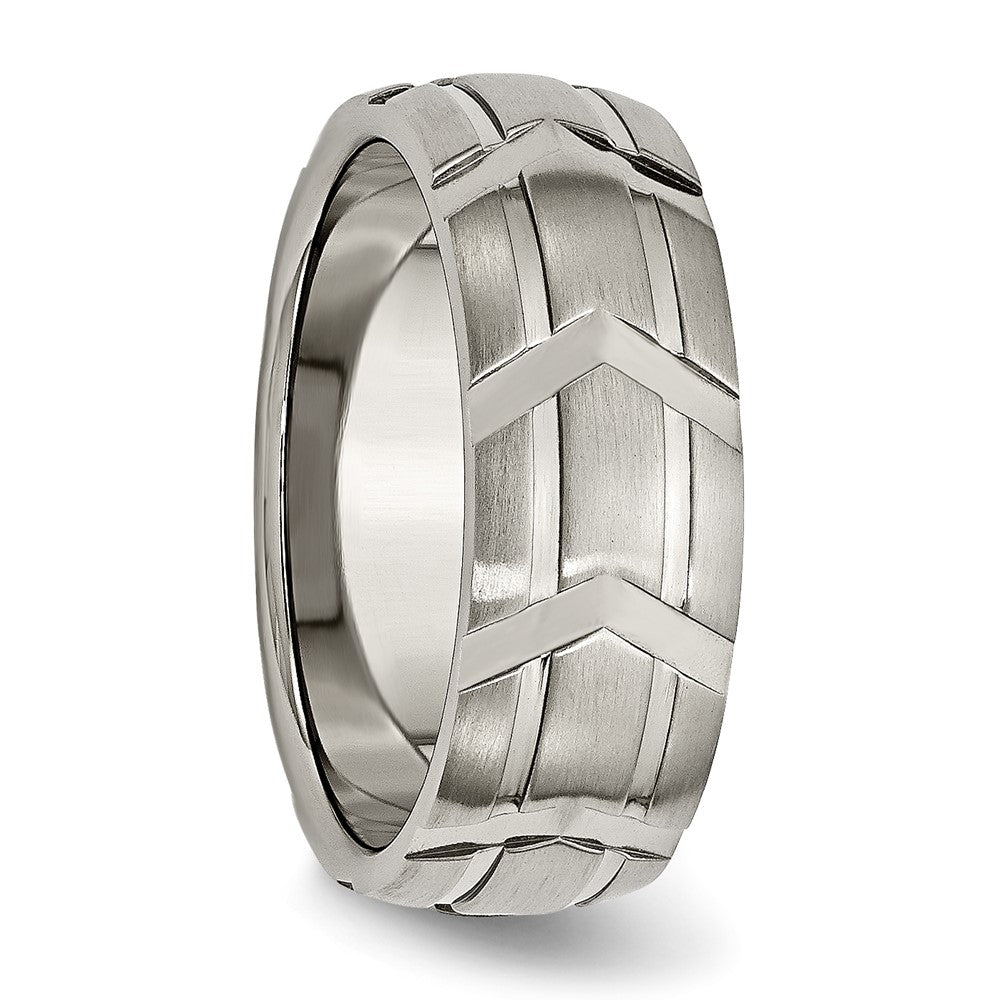 High-quality Chiseled Titanium 8mm Band - Stylish Brushed & Polished Finish