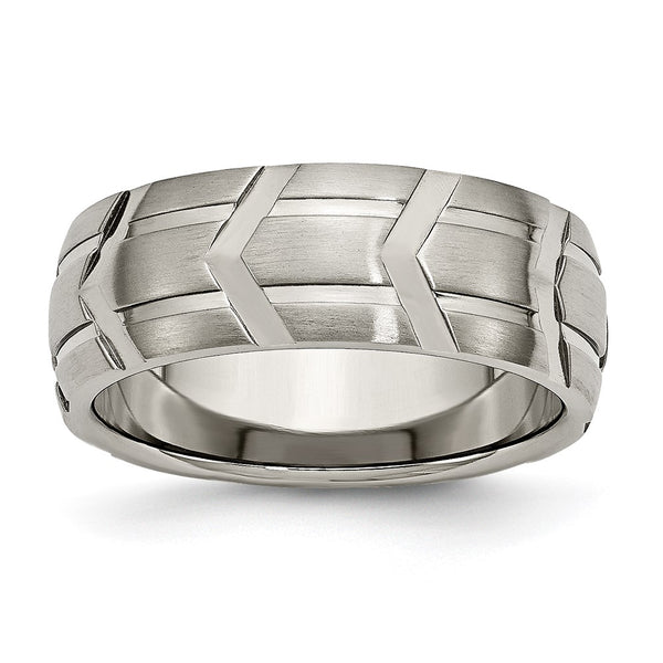 8mm Brushed & Polished Titanium Band Ring