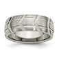 Buy Stylish 8mm Chiseled Titanium Band - Brushed & Polished Finish-4