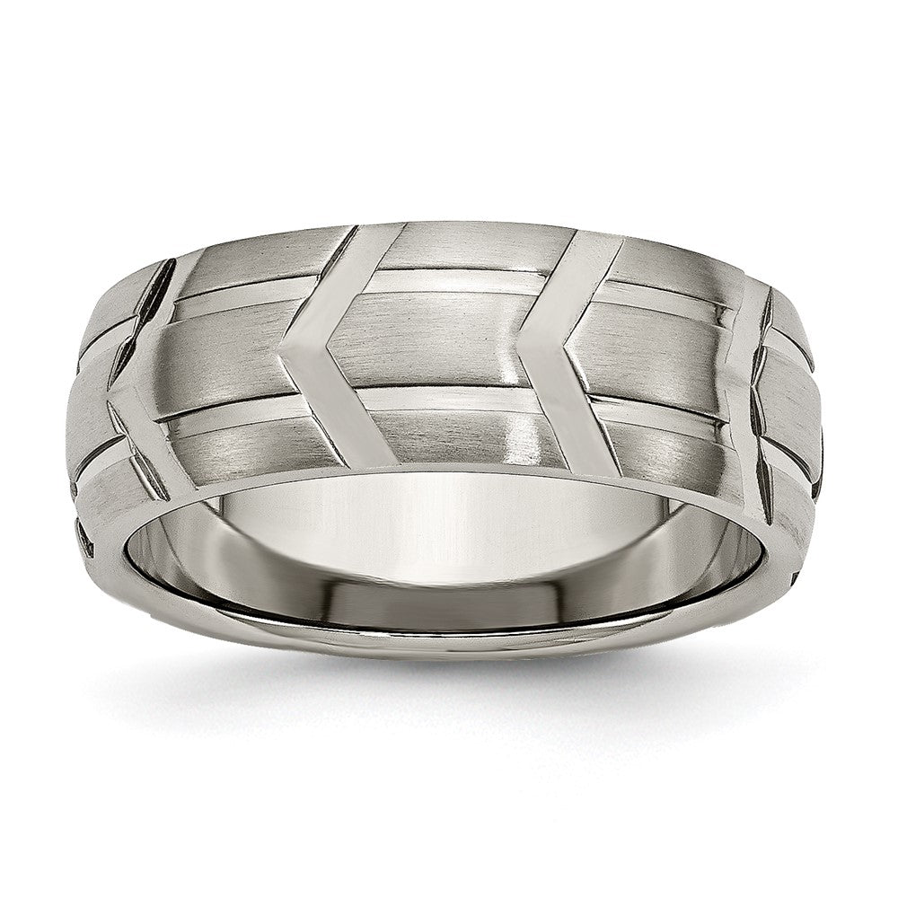 High-quality Chiseled Titanium 8mm Band - Stylish Brushed & Polished Finish