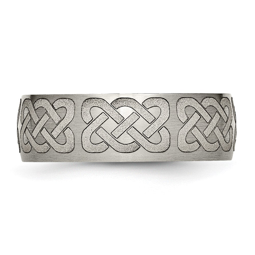 Buy Stylish 8mm Titanium Brushed Band with Celtic Laser Engraving - Luxury Value