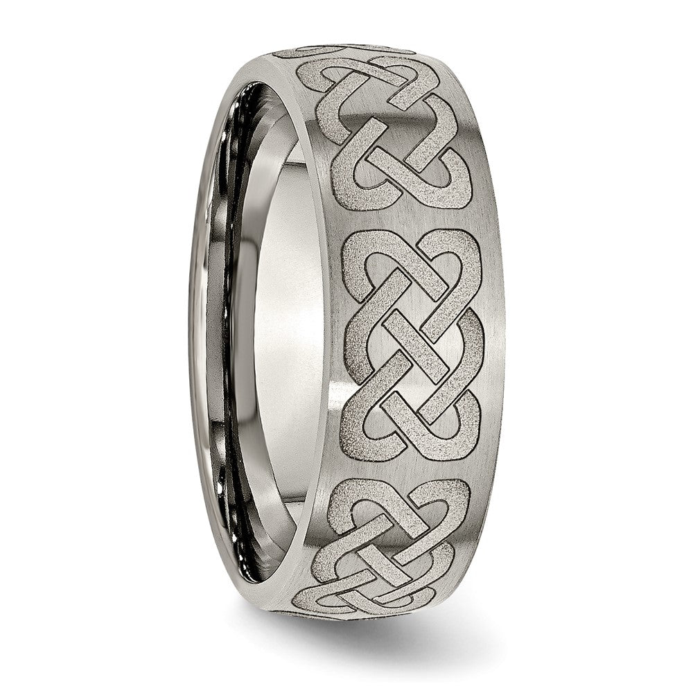 Buy Stylish 8mm Titanium Brushed Band with Celtic Laser Engraving - Luxury Value
