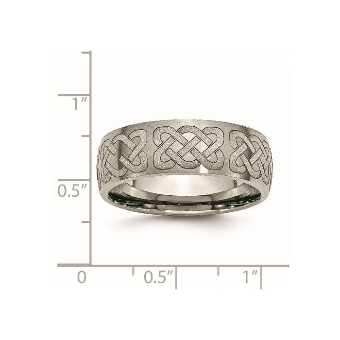 Buy Stylish Brushed Titanium 8mm Band with Celtic Engraving | Luxury Value-6