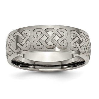 Buy Stylish Brushed Titanium 8mm Band with Celtic Engraving - Luxury Design