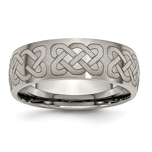 Buy Stylish 8mm Brushed Titanium Celtic Chisel Band - High-Quality & Affordable!