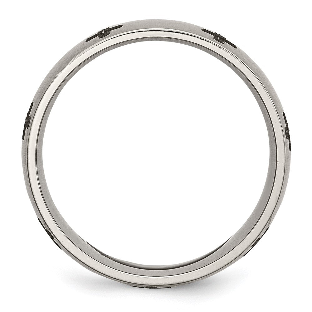 High-Quality 8mm Titanium Band with Cross Engraving - Stylish & Affordable!