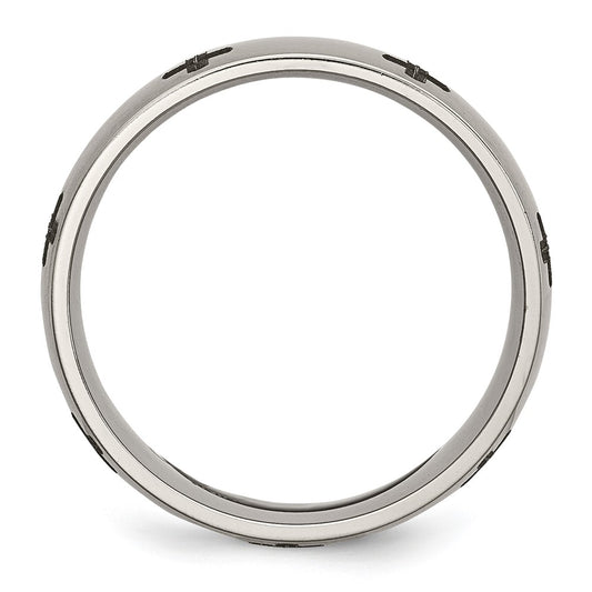 High-Quality Brushed Titanium 8mm Band with Chiseled Cross Design - Stylish Value!