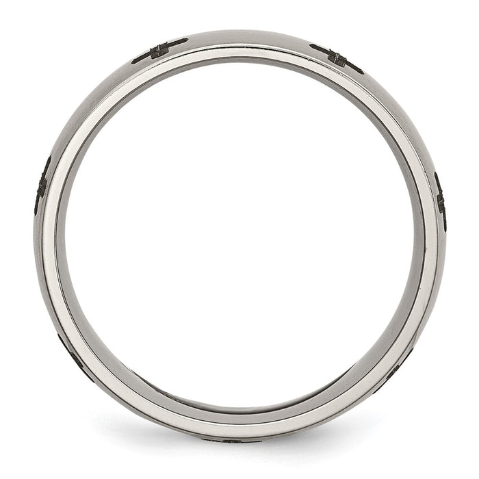 High-Quality Brushed Titanium 8mm Band | Stylish Chiseled Cross Design-2
