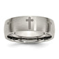 Exclusive 8mm Brushed Titanium Band with Chiseled Cross Design - Stylish Value-6