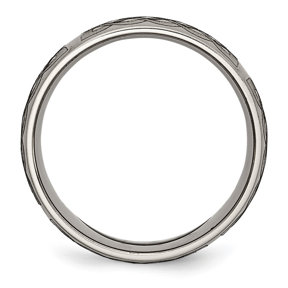 Buy Stylish 8mm Titanium Brushed Celtic Laser Engraved Chisel Band - Affordable!