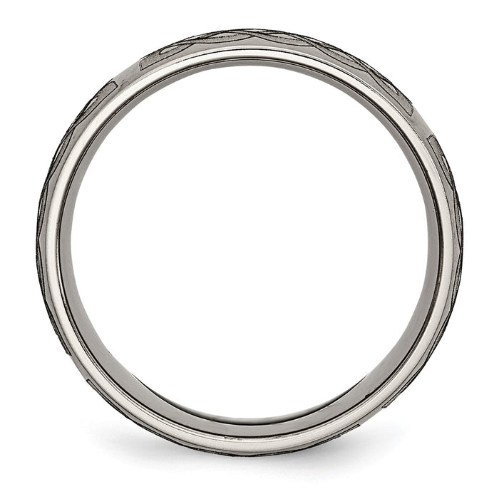 Buy Stylish 8mm Titanium Brushed Celtic Laser Engraved Chisel Band - Affordable!-2
