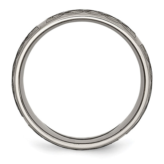 Buy Stylish 8mm Brushed Titanium Celtic Laser Engraved Chisel Band - Value!