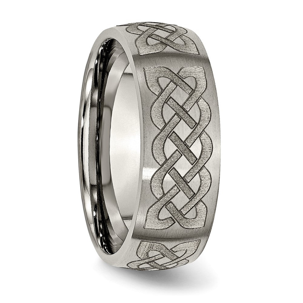Buy Stylish 8mm Brushed Titanium Celtic Laser Engraved Chisel Band - Luxury Value