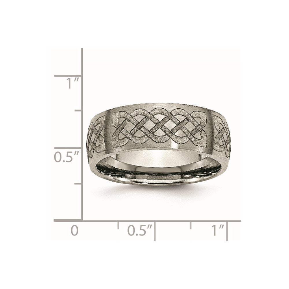 Buy Stylish Celtic-Inspired 8mm Brushed Titanium Band - Luxury Laser Etching