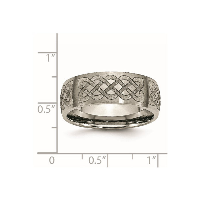 Buy Stylish Celtic-Inspired 8mm Brushed Titanium Band - Luxury Laser Etching-6