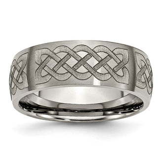 Buy Exclusive 8mm Brushed Titanium Chisel Band | Stylish Celtic Design