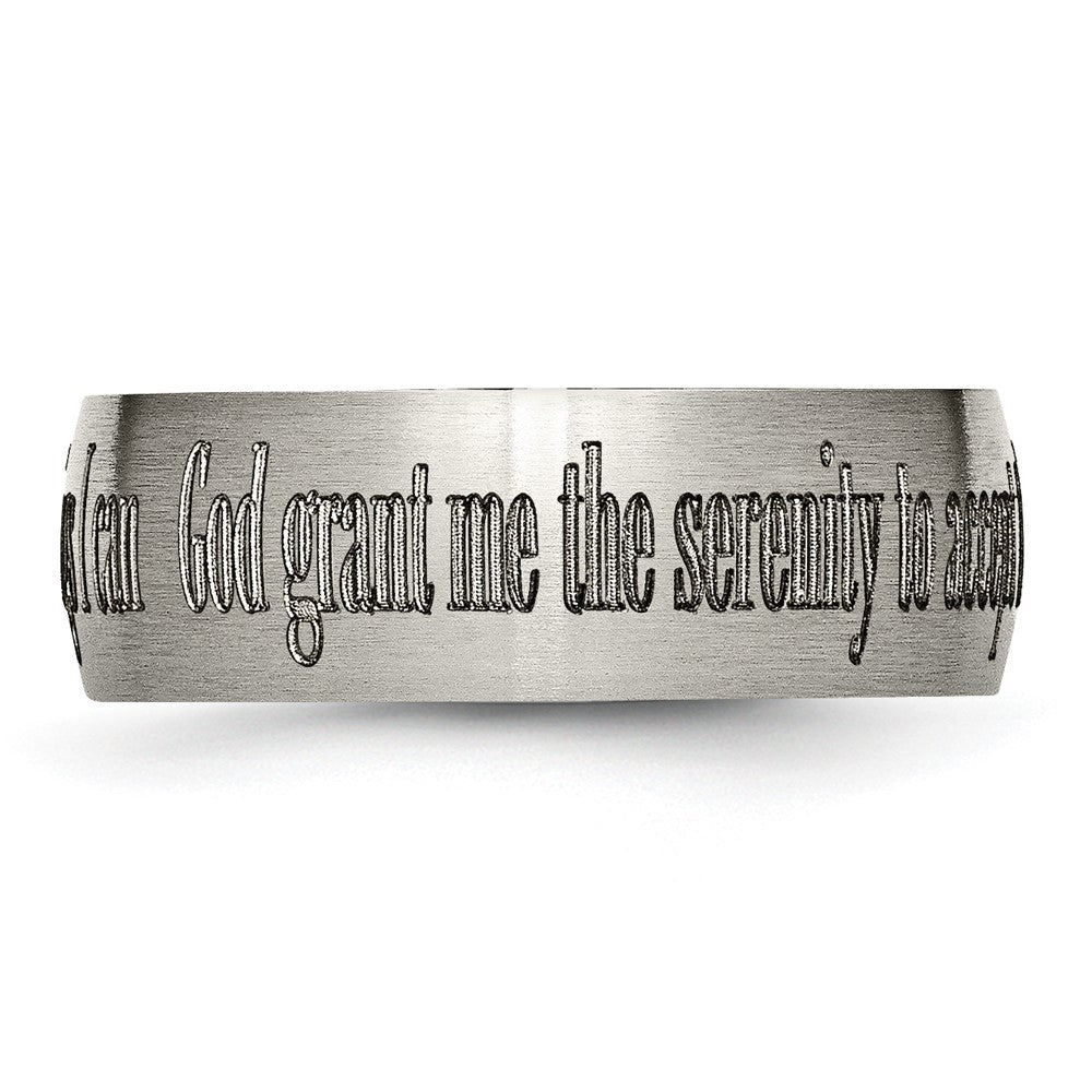 Buy Stylish 8mm Brushed Titanium Band with Laser-Engraved Serenity Prayer