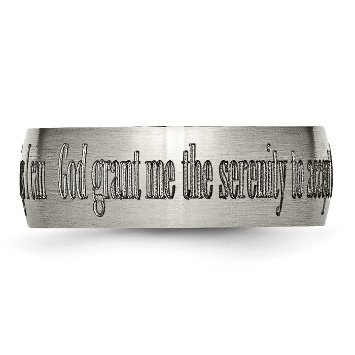 Buy Stylish 8mm Brushed Titanium Band with Laser-Engraved Serenity Prayer-4