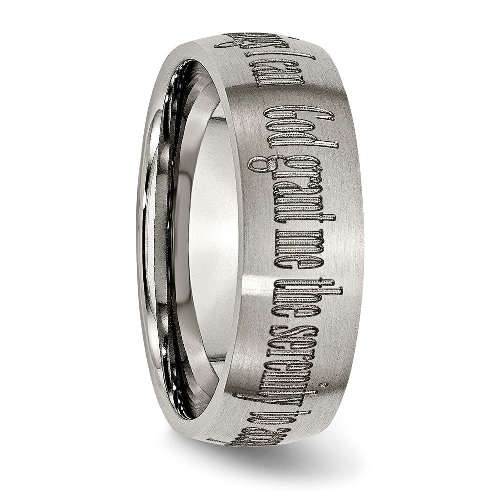 Buy Stylish 8mm Brushed Titanium Band with Laser-Engraved Serenity Prayer