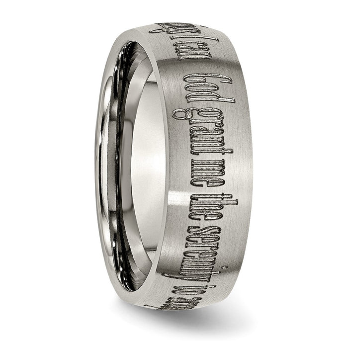 Buy Stylish 8mm Brushed Titanium Band with Laser-Engraved Serenity Prayer-5