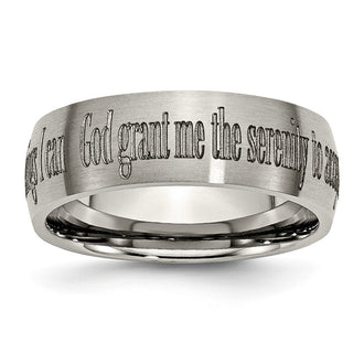Buy Exclusive 8mm Brushed Titanium Band with Serenity Prayer Engraving - Stylish Value!