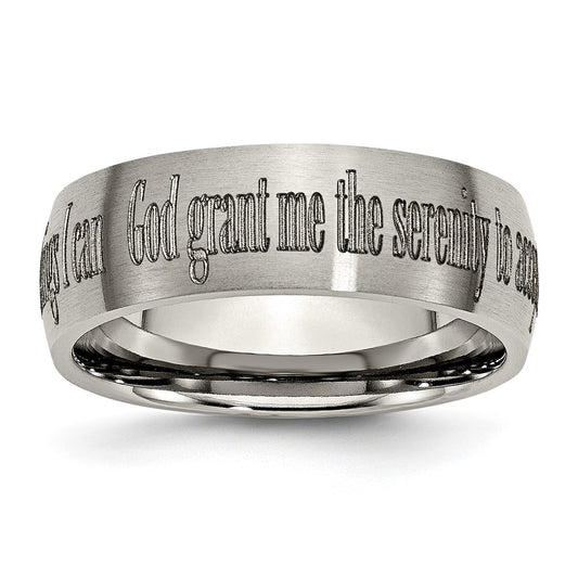 Buy Stylish 8mm Brushed Titanium Band with Laser-Engraved Serenity Prayer