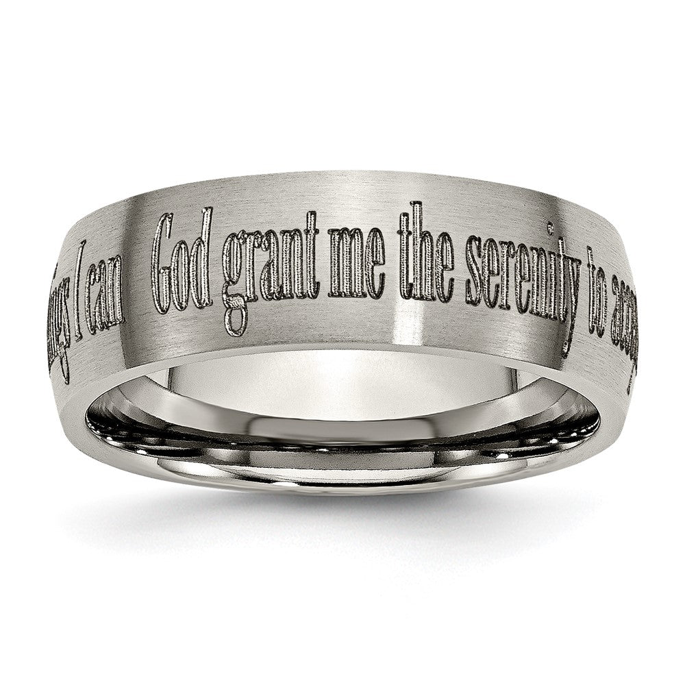 Buy Stylish 8mm Titanium Brushed Band with Laser-Engraved Serenity Prayer