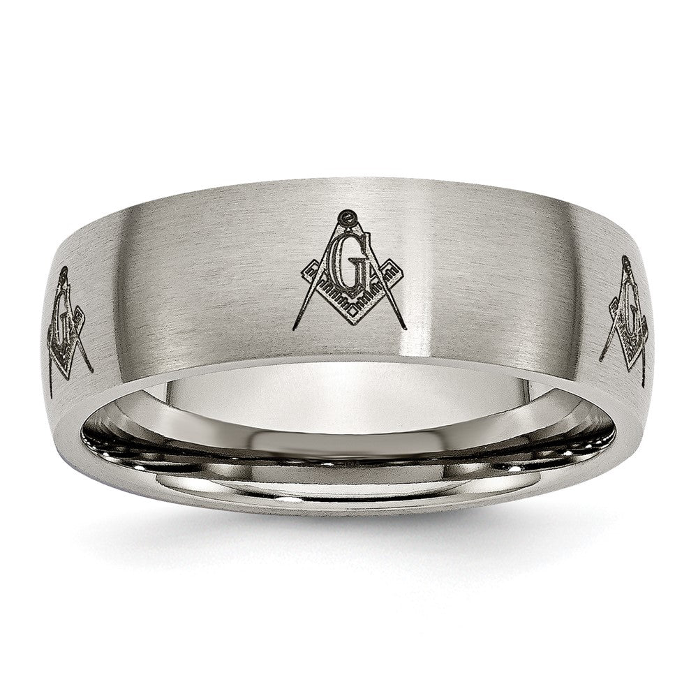 Exclusive 8mm Brushed Titanium Band with Masonic Engraving - Stylish Value