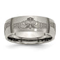 High-Quality Brushed Titanium 8mm Claddagh Band | Stylish Laser Engraved Design-8