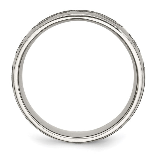 Buy 8mm Titanium Brushed Finish Band with Cross Laser Design - Stylish Value!