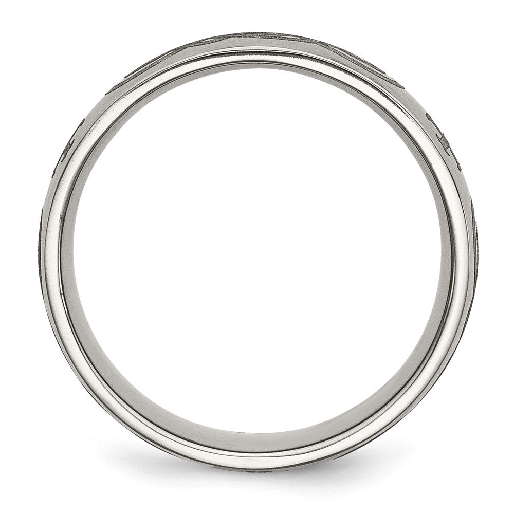 Buy Stylish Brushed Titanium 8mm Band with Chiseled Cross Design - Value!