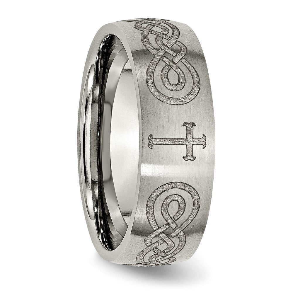 High-Quality 8mm Brushed Titanium Band with Chiseled Cross Design - Stylish Value