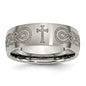 Buy Stylish 8mm Brushed Titanium Band with Chiseled Cross Design - Luxury Value!-7
