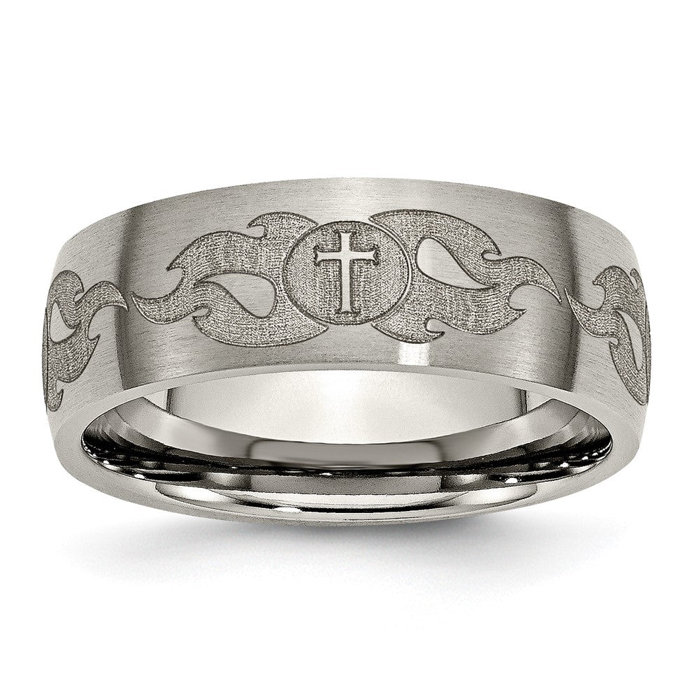 Buy Stylish Brushed Titanium 8mm Band with Laser-Engraved Design - Luxury Value